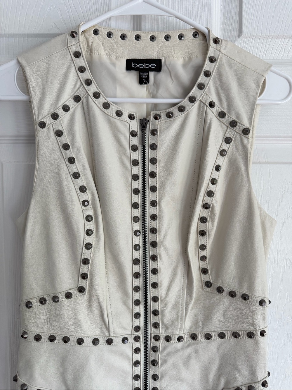NWT bebe Ivory Sleeveless Stud-Trim Midi Dress - Picture 3 of 9